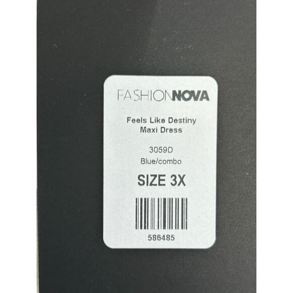 Fashion Nova Feels Like Destiny Maxi Dress Blue Combo Size 3X Asymmetrical - Picture 8 of 13